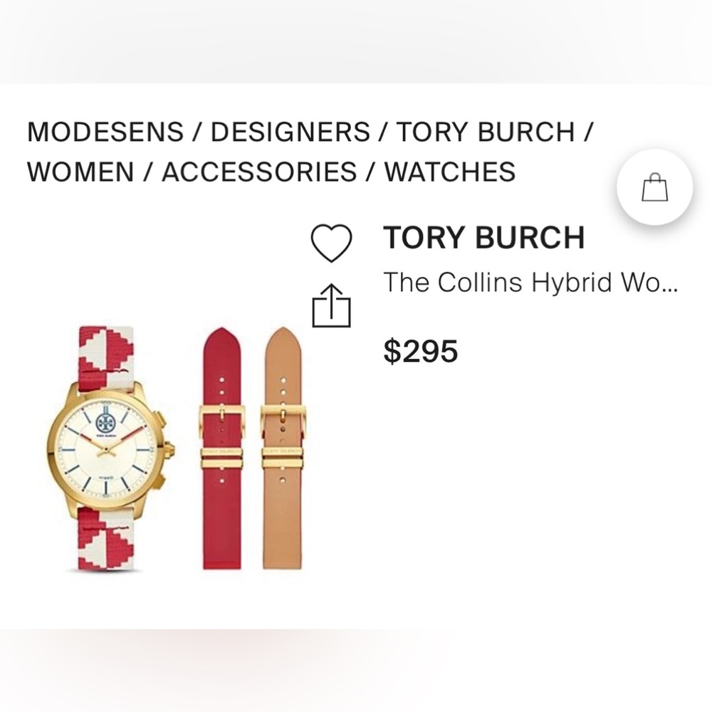 New Hybrid Tory Burch watch with multiple straps. Comes extra battery